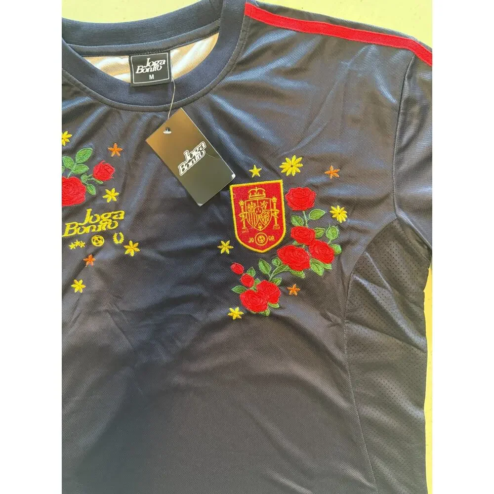 Joga Bonito Spain Soccer Jersey M Navy Red Rose Embroidered #19 Football Shirt N